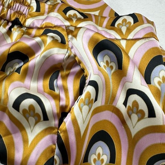 House Of Harlow 1960 Women's S/M 2Pc Jumpsuit Gold Pink Boho Hippie Print Satin - Picture 16 of 16